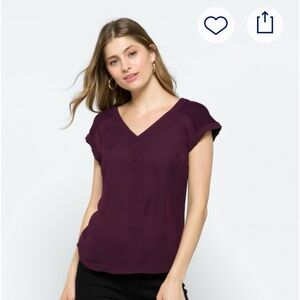 Fortune + Ivy Helina Mixed Material Dark Maroon Blouse size XL